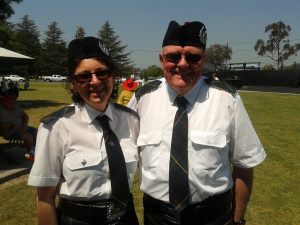 Andrea Edwards and Barry Prater - Barry's first performance as Drum Major
