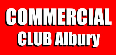 COMMERCIAL CLUB red backgroud logo